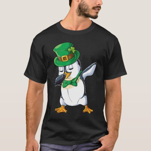 Dabbing Penguin St Patricks Day T shirt Boys Kids