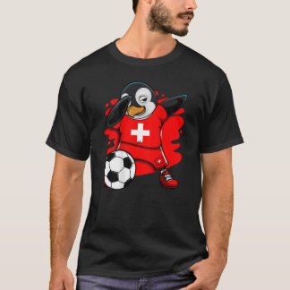 Dabbing Penguin Switzerland Soccer Fan Jersey Foot T-Shirt