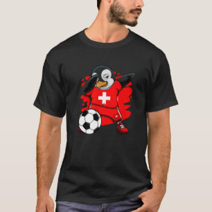 Dabbing Penguin Switzerland Soccer Fan Jersey Foot T-Shirt