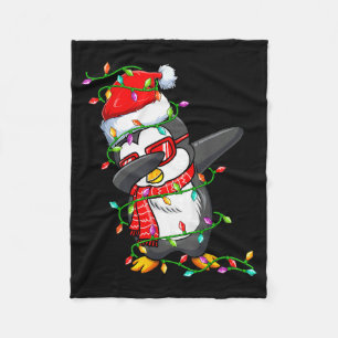 Dabbing Penguin Wearing Santa Hat - Penguin Lover Fleece Blanket