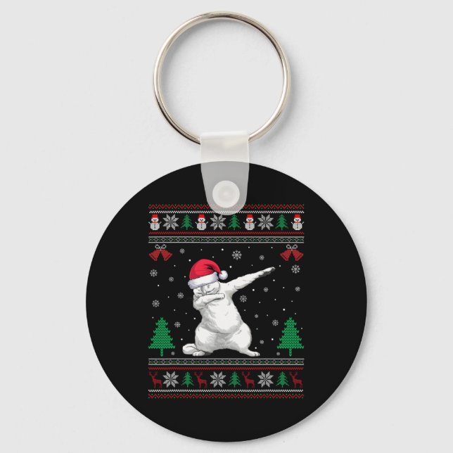 Dabbing Persian Cat Santa Hat Boys Girls Kids Chri Keychain (Front)