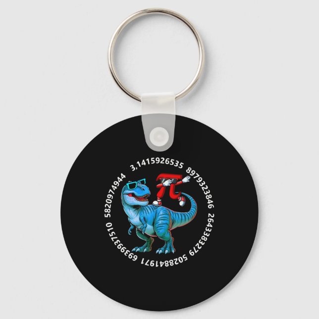 Dabbing Pi On T-rex Costume Pi Day Math Teacher St Keychain (Front)