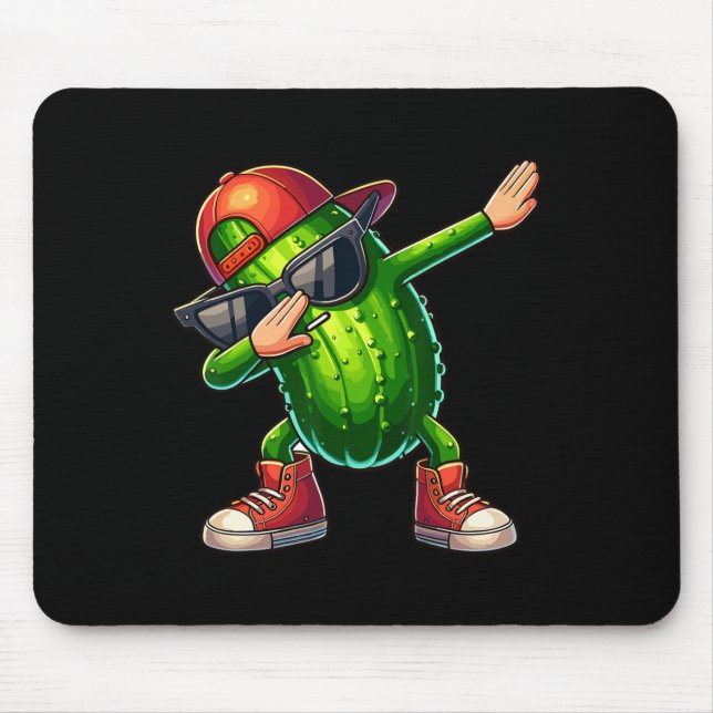 Dabbing Pickle Dancing Cucumber Lover Funny Pickle Mouse Pad (Front)