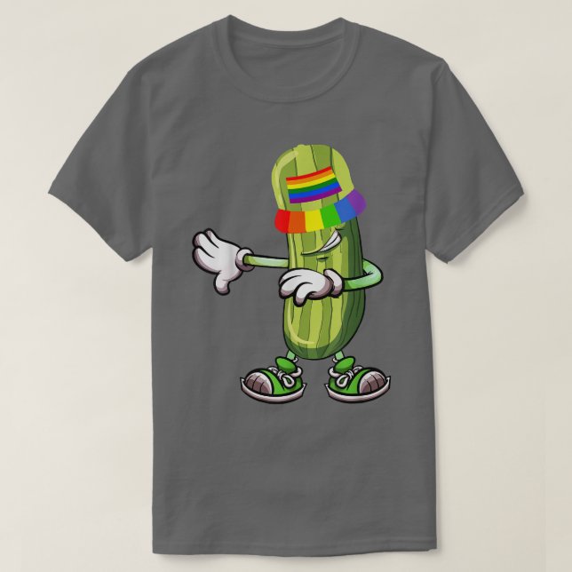 Dabbing Pickles Cucumber Funny Cucumber Rainbow Pr T-Shirt (Design Front)