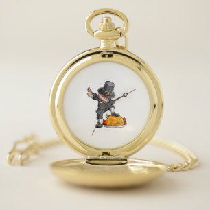 Dabbing Pilgrim Boy Turkey Thanksgiving Day Men Fu Pocket Watch