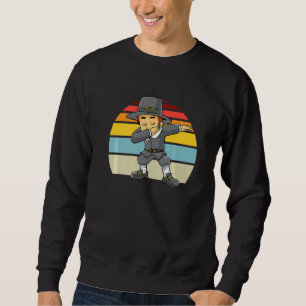 Dabbing Pilgrim Thanksgiving Retro Boys Kids Toddl Sweatshirt