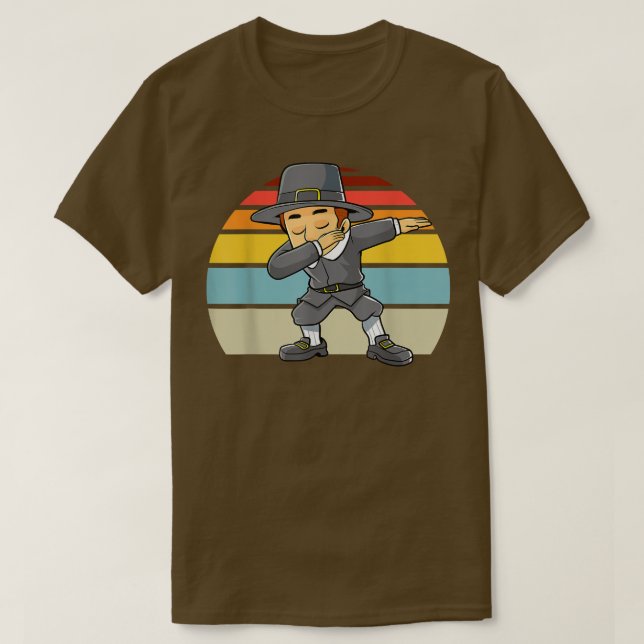 Dabbing Pilgrim Thanksgiving Retro Boys Kids Toddl T-Shirt (Design Front)