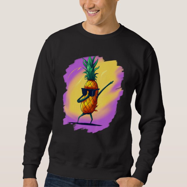 Dabbing Pineapple Aloha Sunglasses Beach Dance Haw Sweatshirt (Front)
