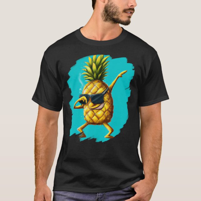 Dabbing Pineapple Aloha Sunglasses Beach Dance Haw T-Shirt (Front)