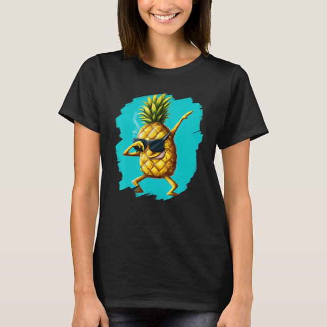 Dabbing Pineapple Aloha Sunglasses Beach Dance Haw T-Shirt (Front)