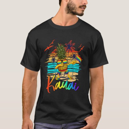 Dabbing Pineapple Gay Pride Lgbt Kauai Hawaii Summ T_Shirt