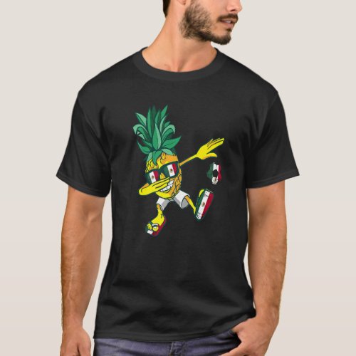 Dabbing Pineapple Mexican Roots Mexico Soccer Ball T_Shirt