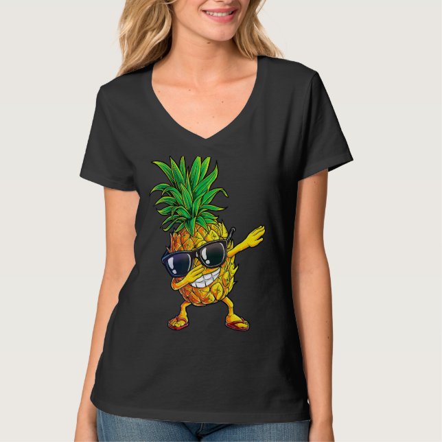 Dabbing Pineapple Sunglasses Aloha Beaches Hawaii  T-Shirt (Front)