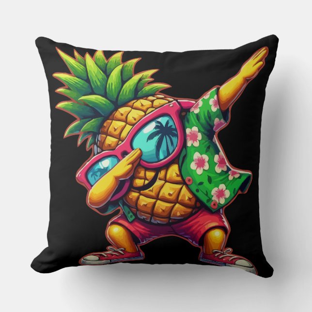 Dabbing Pineapple Sunglasses Beaches Throw Pillow (Front)