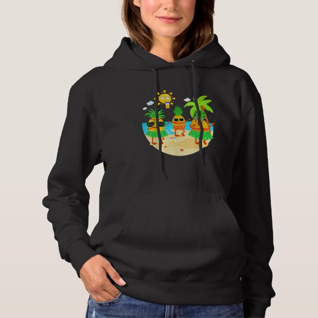Dabbing Pineapple Sunglasses Hawaii Beach Palm Tre Hoodie (Front)