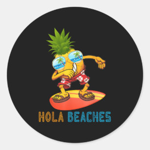 Dabbing Pineapple Sungles - Summer Hola Beaches  Classic Round Sticker