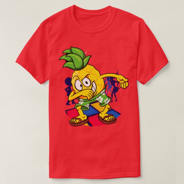 Dabbing Pineapple Tropical Fruit Dancing Vegan T-Shirt (Design Front)