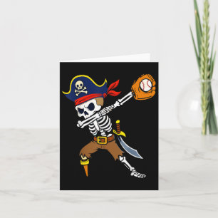 Dabbing Pirate Skeleton Baseball Funny Halloween Card