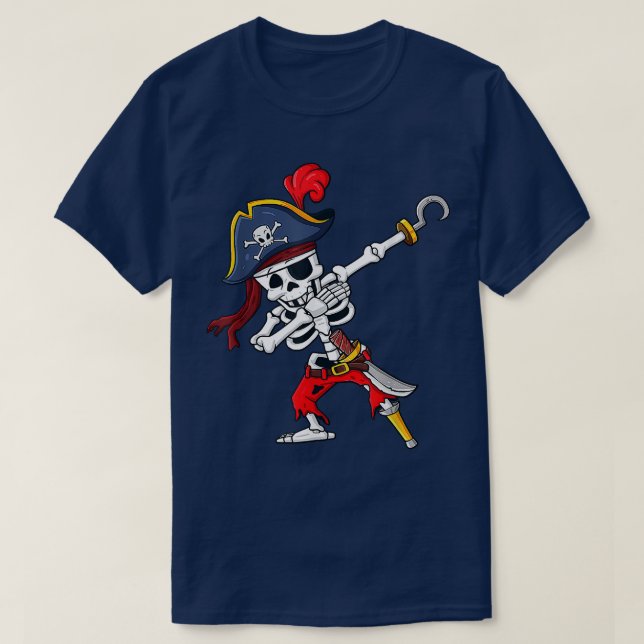 Dabbing Pirate Skeleton Funny Halloween 2022  T-Shirt (Design Front)