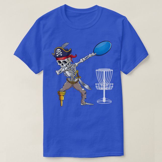 Dabbing Pirate Skeleton Shirt Cool Disk Golf Gift  (Design Front)