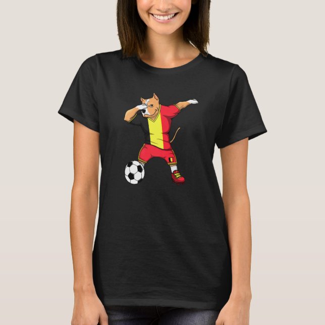Dabbing Pitbull Belgium Soccer Fans Jersey Belgian T-Shirt (Front)