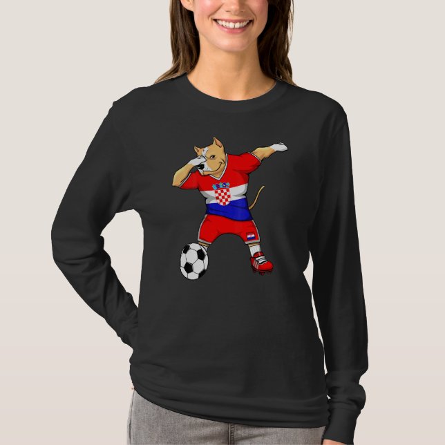 Dabbing Pitbull Croatia Soccer Fans Jersey Croatia T-Shirt (Front)