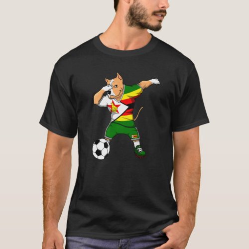 Dabbing Pitbull Dog Zimbabwe Soccer Fans Jersey Fo T_Shirt