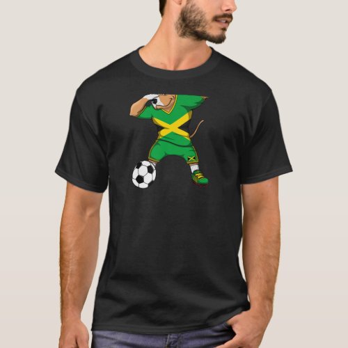 Dabbing Pitbull Jamaica Soccer Fans Jersey Jamaica T_Shirt