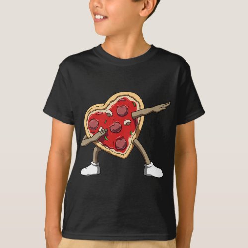 Dabbing Pizza Dab Pizza Heart Valentines Day Pizz T_Shirt