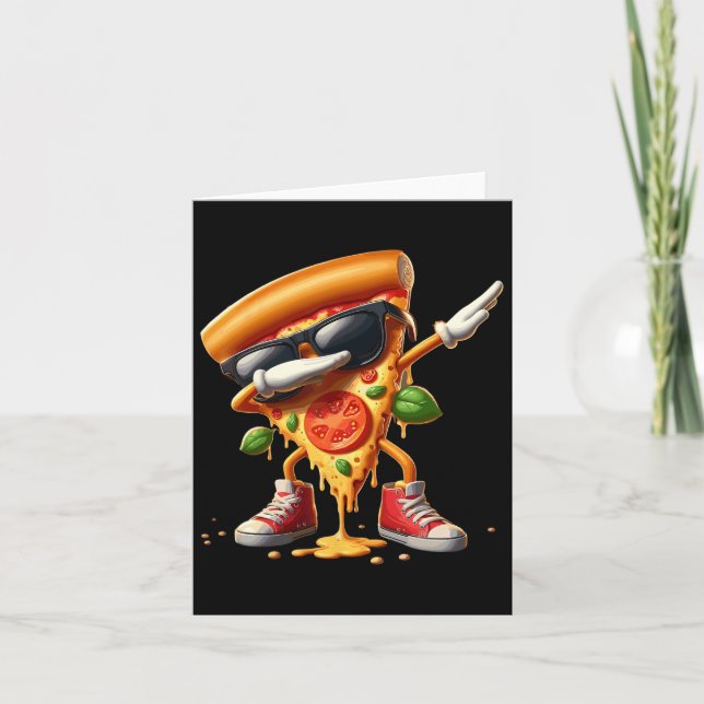 Dabbing Pizza Slice Dancing Pizza Lover Boy Funny  Card (Front)
