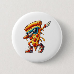 Dabbing Pizza Slice Fun Graphic Tee for Food Lover Button