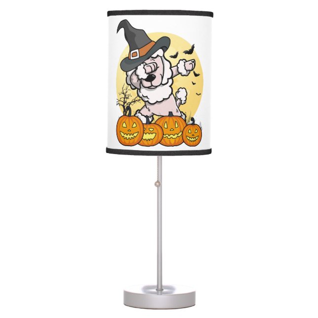 Dabbing Poodle Halloween Table Lamp (Front)