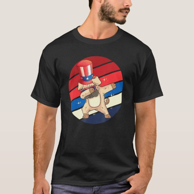 Dabbing Pug 4th Of July Usa Independence Day Red W T-Shirt (Front)