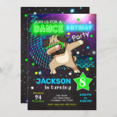 Dabbing Pug Birthday Invitation / Boy Dance Party (Front/Back)