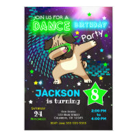 Dabbing Pug Birthday Invitation / Boy Dance Party
