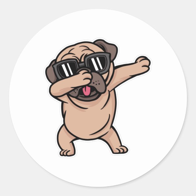 Dabbing Pug Dog Classic Round Sticker Zazzle