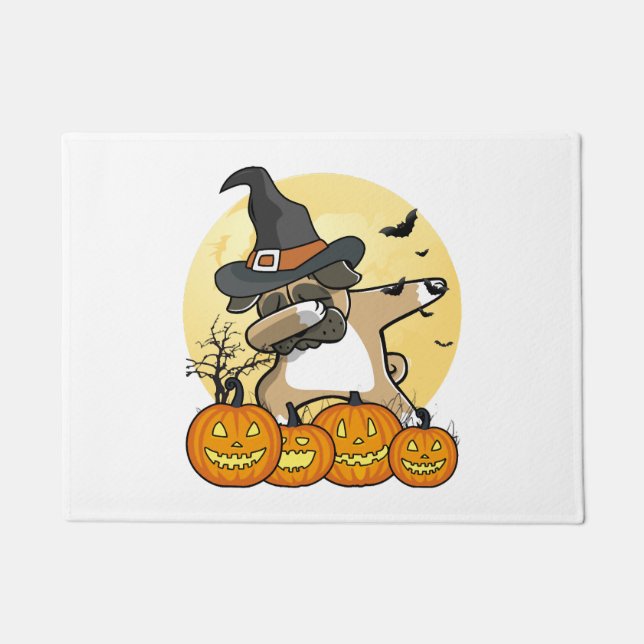 Dabbing Pug Halloween Doormat (Front)