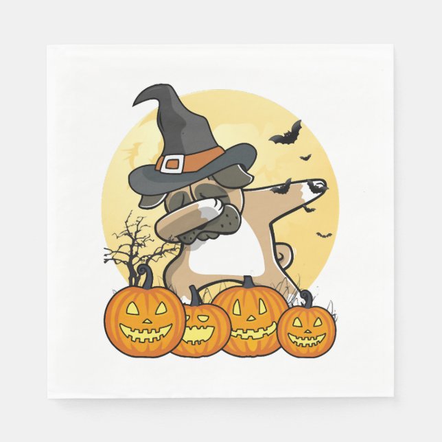 Dabbing Pug Halloween Napkins (Front)