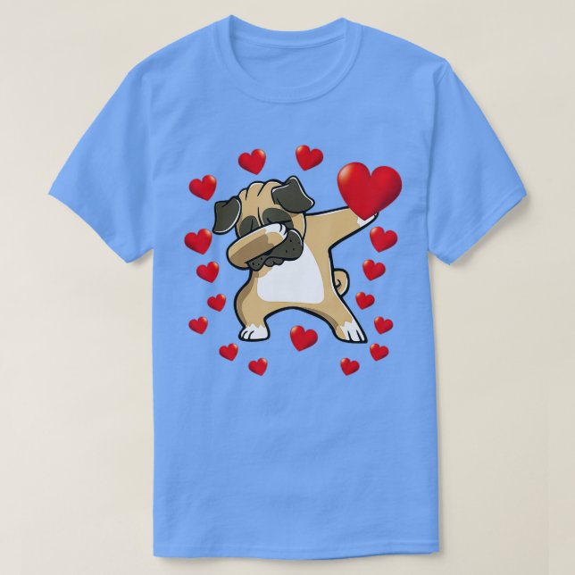 Dabbing Pug Heart Valentines Day Boys Kids Love Do T-Shirt (Design Front)