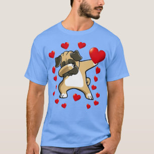 Dabbing Pug Heart Valentines Day Boys Kids Love Do T-Shirt