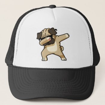 Dabbing Pug Trucker Hat by BizzleApparel at Zazzle