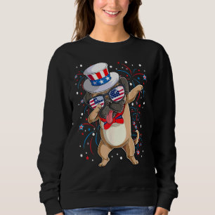 Dabbing Pug Uncle Sam Hat American Flag 4th July P Sweatshirt