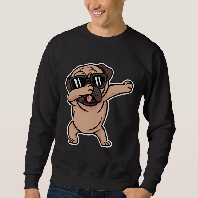 Dabbing Pug With Sunglasses Essential T-Shirt 572 Sweatshirt (Front)