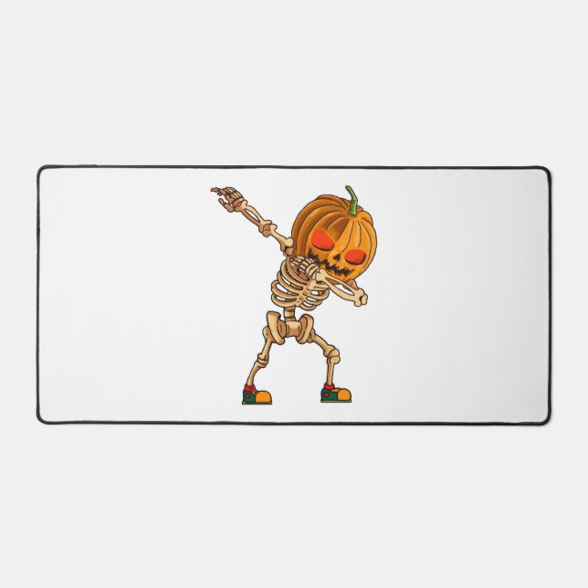 Dabbing Pumpkin - Scary Skeleton Costume - Funny H Desk Mat (Front)