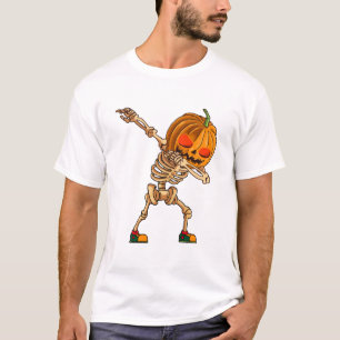 Dabbing Pumpkin - Scary Skeleton Costume - Funny H T-Shirt