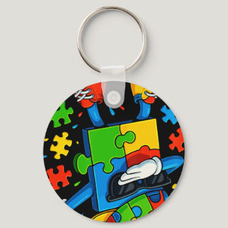 Dabbing Puzzle Autism Awareness T-shirt.png  Keychain