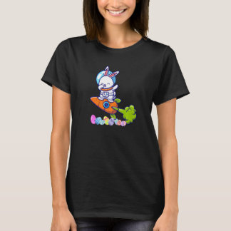 Dabbing Rabbit Astronaut Easter Bunny Carrot Rocke T-Shirt