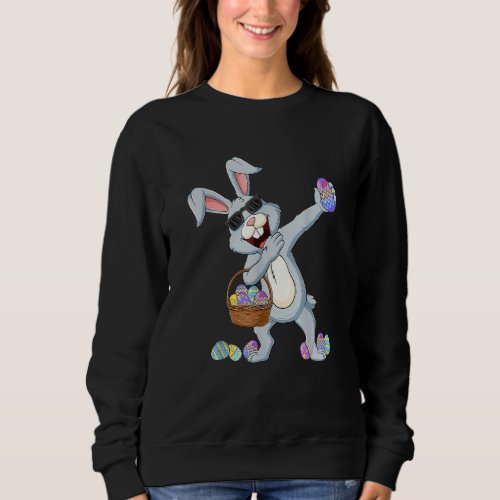 Dabbing Rabbit Bunny Easter Day Eggs Dab Boys Girl Sweatshirt