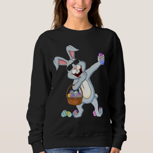 Dabbing Rabbit Bunny Easter Day Eggs Dab Boys Girl Sweatshirt