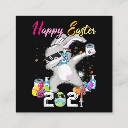 Dabbing Rabbit Easter Day 2021 Eggs Square Business Card